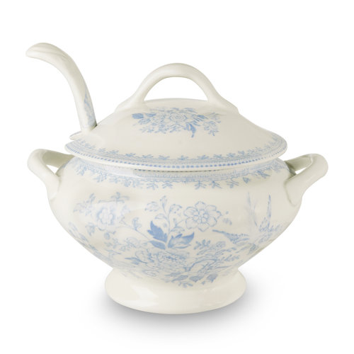 Burleigh Pottery Asiatic Pheasants Blue Sauce Tureen & Ladle Burleigh Pottery Asiatic Pheasants Blue Sauce Tureen & Ladle