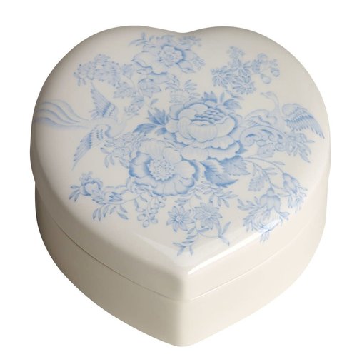 Burleigh Pottery Asiatic Pheasants Blue Heart Box Burleigh Pottery Asiatic Pheasants Blue Heart Box