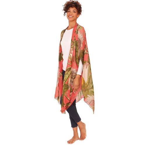 Coral Passionflower Kimono Coral Passionflower Kimono
