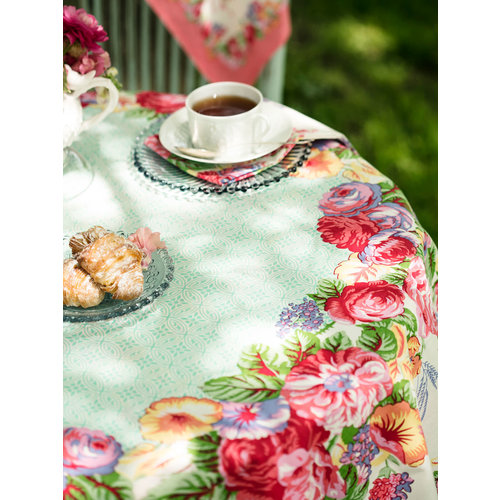 April Cornell Marion White/Multi Round Tablecloth April Cornell Marion White/Multi Round Tablecloth