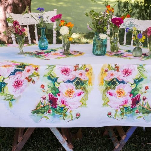 April Cornell Peony Watercolor 54 x 54 Tablecloth April Cornell Peony Watercolor 54 x 54 Tablecloth