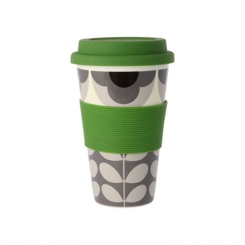 Orla Kiely Summer Flower Stem Gray/Black Travel Mug Orla Kiely Summer Flower Stem Gray/Black Travel Mug