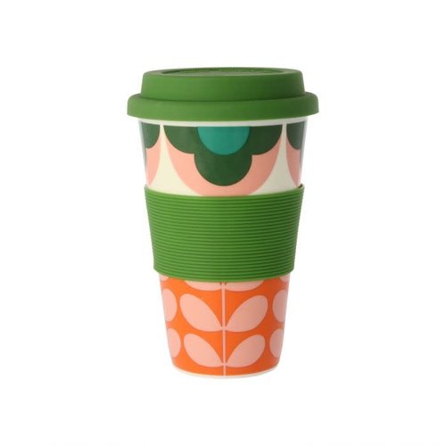 Orla Kiely Summer Flower Stem Pink/Green Travel Mug Orla Kiely Summer Flower Stem Pink/Green Travel Mug