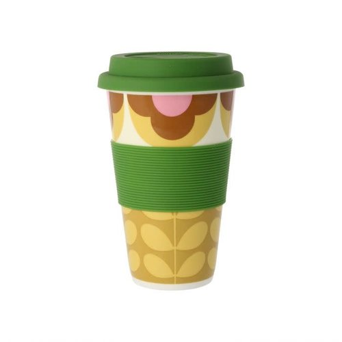 Orla Kiely Summer Flower Stem Pink/Yellow Travel Mug Orla Kiely Summer Flower Stem Pink/Yellow Travel Mug