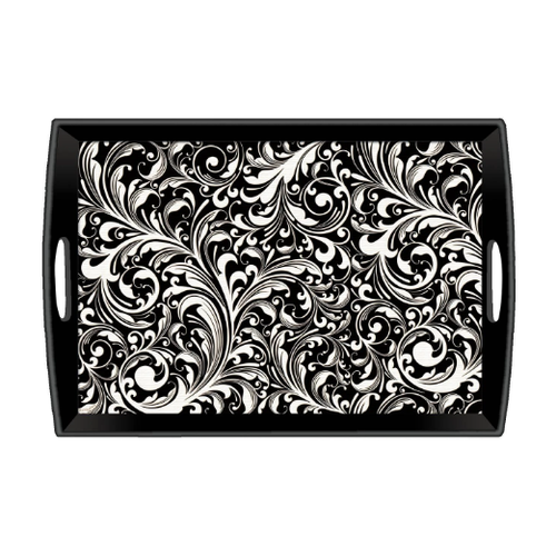 Michel Design Works Michel Black Florentine Large Decoupage Wooden Tray Michel Design Works Michel Black Florentine Large Decoupage Wooden Tray