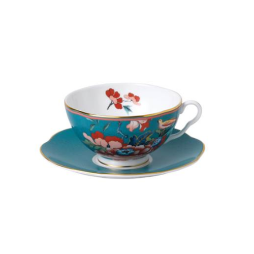 Wedgwood Paeonia Blush Teacup & Saucer Green Wedgwood Paeonia Blush Teacup & Saucer Green
