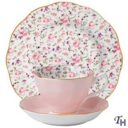 Royal Albert Rose Confetti Teacup and Saucer Plate Royal Albert Rose Confetti Teacup and Saucer Plate