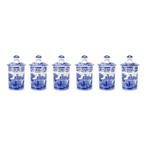 Spode Spode Blue Italian Spice Jar Set Spode Spode Blue Italian Spice Jar Set