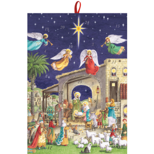 Caspari Nativity Scene With Angels Advent Calendar Caspari Nativity Scene With Angels Advent Calendar