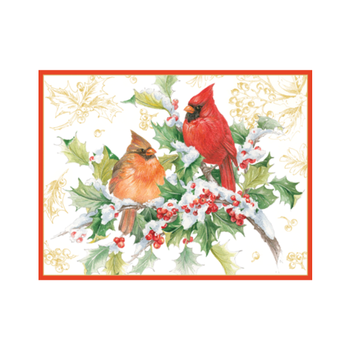 Caspari Cardinals and Holly 16 Christmas Cards Caspari Cardinals and Holly 16 Christmas Cards