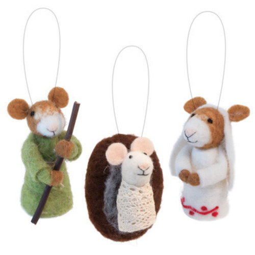 Jesus Mary & Joseph Mice Ornaments Jesus Mary & Joseph Mice Ornaments