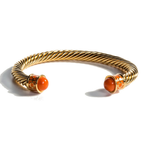 Halcyon Days Maya Orange and Gold Torque Bangle Halcyon Days Maya Orange and Gold Torque Bangle