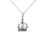 Silver Scottish Crown Pendant Necklace with Ruby Colour Stone
