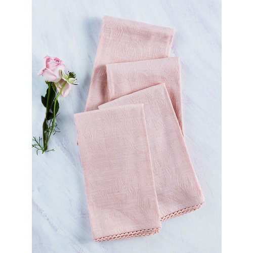 April Cornell Luxurious Linen Jacquard Soft Rose Napkins April Cornell Luxurious Linen Jacquard Soft Rose Napkins