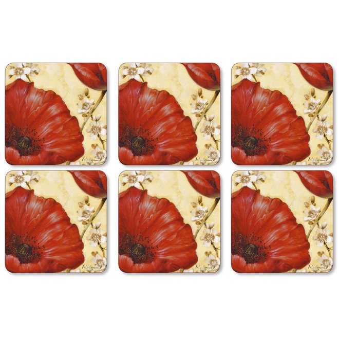 Red Poppy Blossoms Coasters