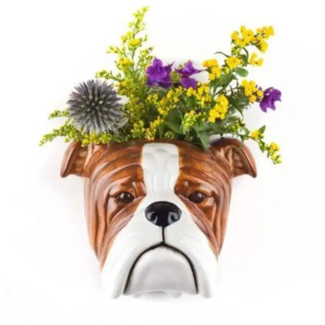 Quail English Bulldog Wall Vase