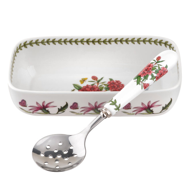 Portmeirion Botanic Garden Cranberry Dish with Spoon