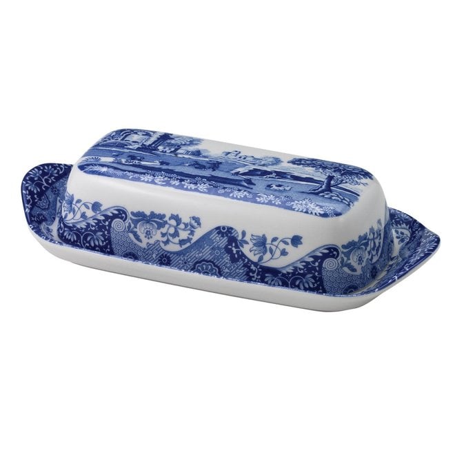 Blue Italian Covered Butter Dish