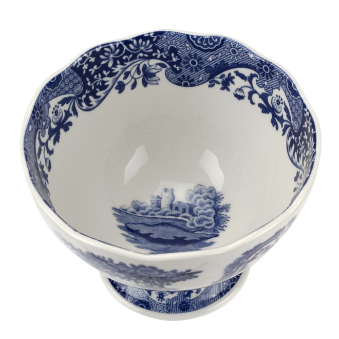 Blue Italian Footed Bowl