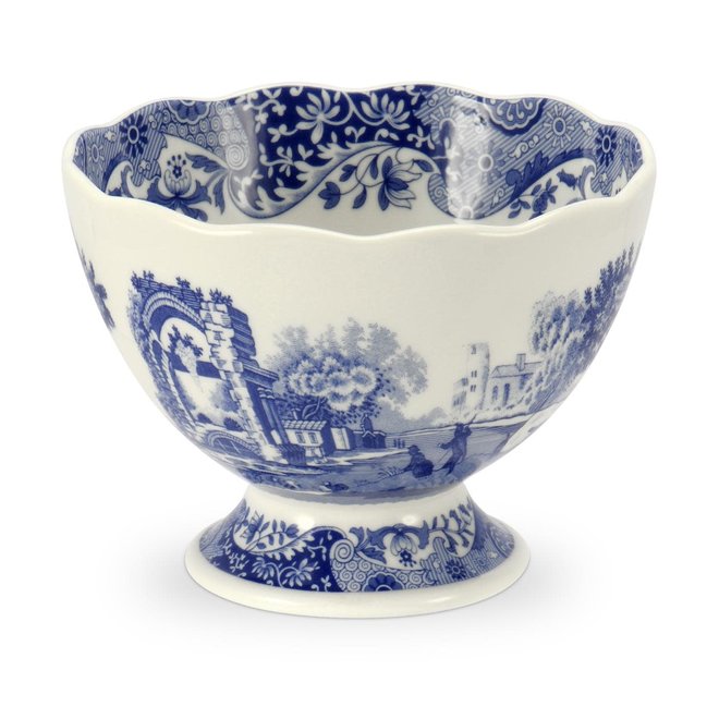 Blue Italian Footed Bowl