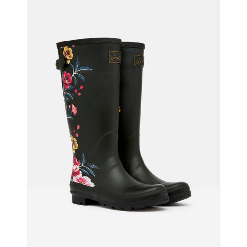 Joules USA Black Floral Printed Welly Joules USA Black Floral Printed Welly