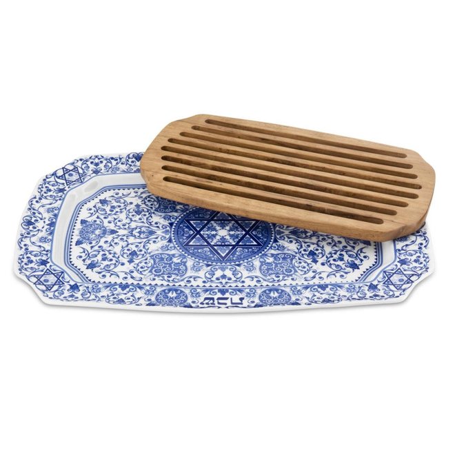 Judaica Challah Tray with Wood Insert