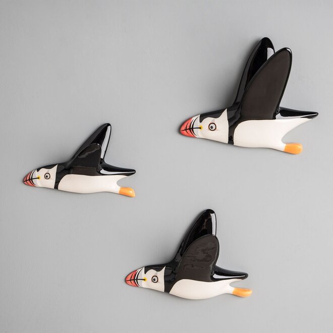 Set of 3 Flying Puffins