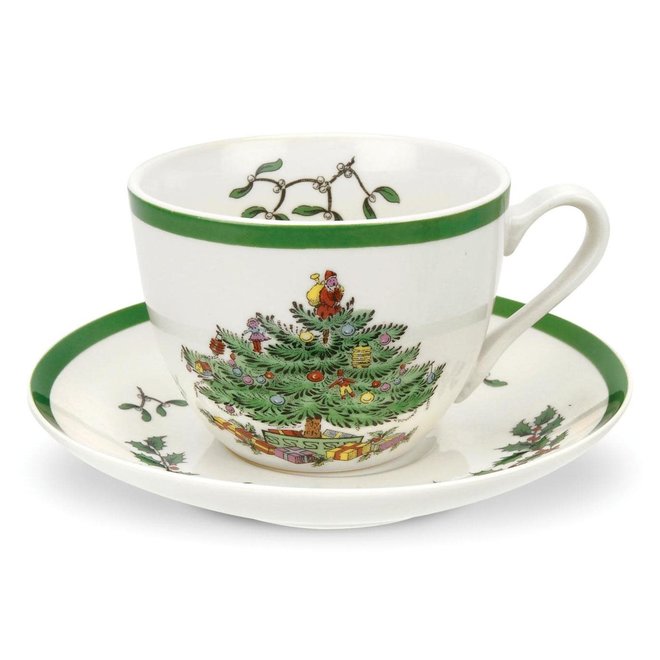 Christmas Tree Teacup & Saucer
