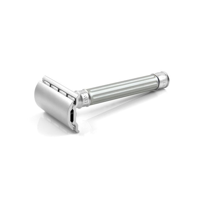 Double Edge Stainless Steel Safety Razor Grooved Gunmetal Handle