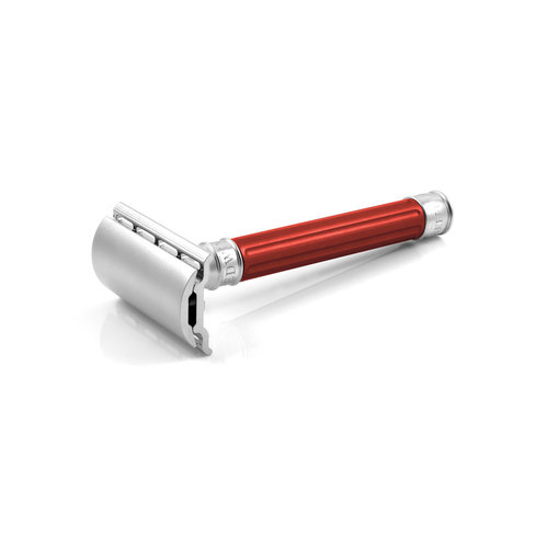 Edwin Jagger Double Edge Stainless Steel Safety Razor Grooved Red Handle Edwin Jagger Double Edge Stainless Steel Safety Razor Grooved Red Handle