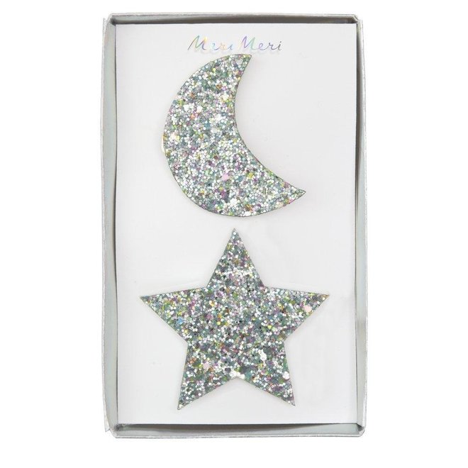 Large Star and Moon Hair Clips