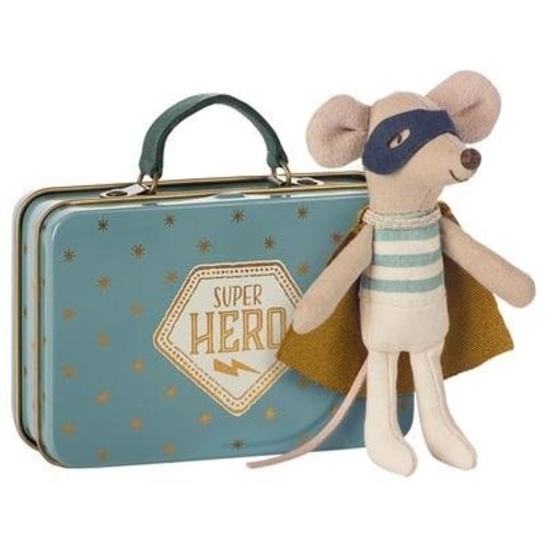 Maileg Maileg Superhero Mouse in Suitcase Maileg Maileg Superhero Mouse in Suitcase