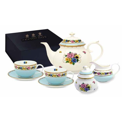 Halcyon Days Halcyon Days CoM Shell Garden Tea for Two Boxed Set Halcyon Days Halcyon Days CoM Shell Garden Tea for Two Boxed Set