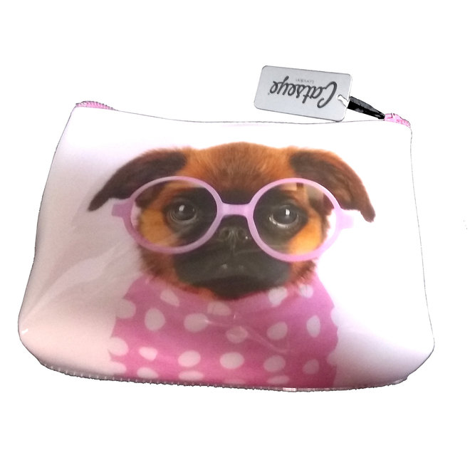 Catseye Pink Dog Cosmetic Bag