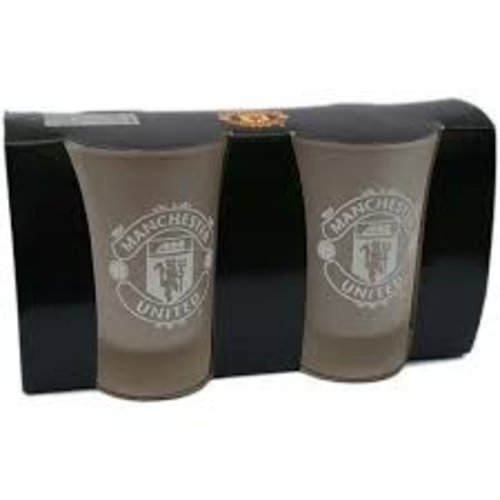 Manchester United FC2 Pack of Frosted Shot Glasses Manchester United FC2 Pack of Frosted Shot Glasses