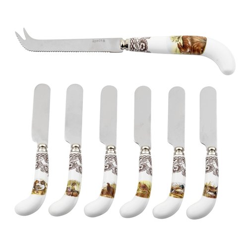Spode Spode Woodland Cheese Knife & 6 Spreaders Spode Spode Woodland Cheese Knife & 6 Spreaders