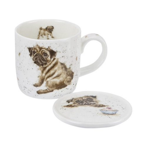 Wrendale Wrendale Pug Love Mug & Coaster Set Wrendale Wrendale Pug Love Mug & Coaster Set