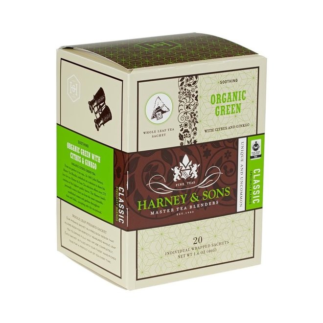 Harney & Sons Organic Green with Citrus & Ginkgo Box 20s