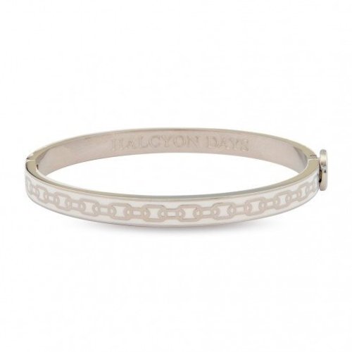 Halcyon Days Halcyon Days Slim Chain Bangle - Cream and Palladium Halcyon Days Halcyon Days Slim Chain Bangle - Cream and Palladium