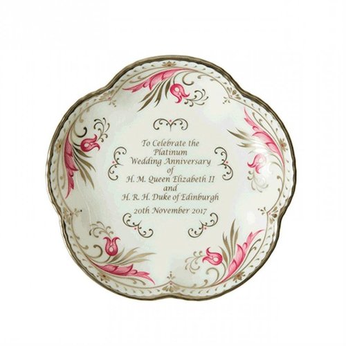 Royal Crown Derby Queen Platinum Wedding Anniversary Five Petal Tray Royal Crown Derby Queen Platinum Wedding Anniversary Five Petal Tray
