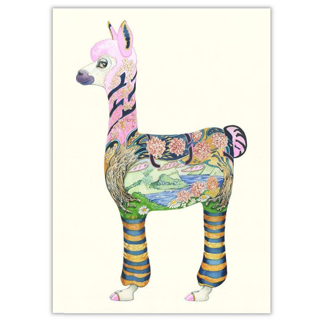 Watercolor Alpaca Card