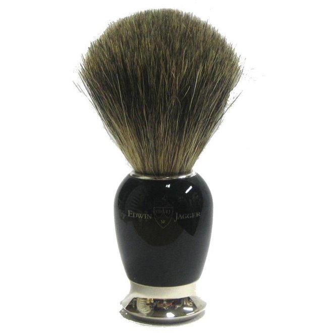 Edwin Jagger Pure Badger Nickel Plated Shaving Brush - Imitation Ebony