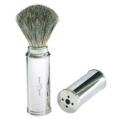 Edwin Jagger Edwin Jagger Pure Badger Nickel Plated Travel Shaving Brush Edwin Jagger Edwin Jagger Pure Badger Nickel Plated Travel Shaving Brush