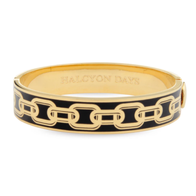 Chain Black & Gold Hinged Bangle