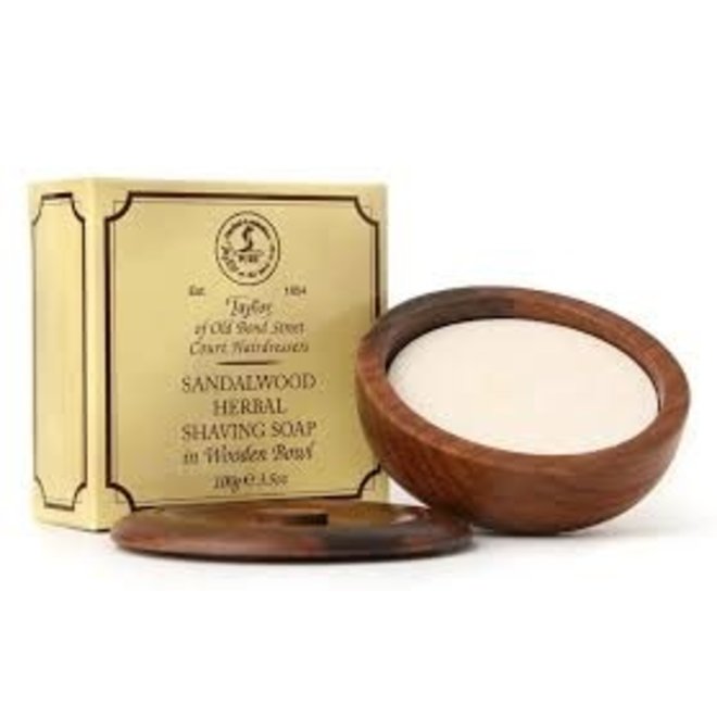 Taylor of Old Bond Street Sandalwood Shaving Soap in Wooden Bowl