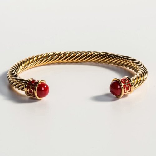 Halcyon Days Maya Red and Gold Torque Bangle Halcyon Days Maya Red and Gold Torque Bangle