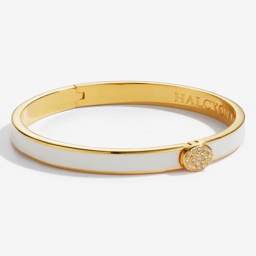 Halcyon Days Skinny Plain Pave Button - Cream and Gold Halcyon Days Skinny Plain Pave Button - Cream and Gold