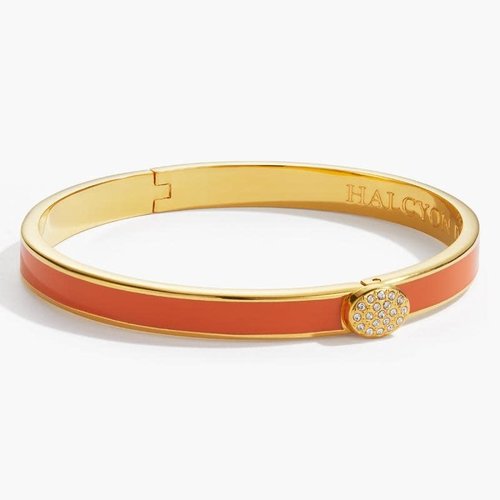 Halcyon Days Skinny Plain Pave Button Bangle - Orange and Gold Halcyon Days Skinny Plain Pave Button Bangle - Orange and Gold