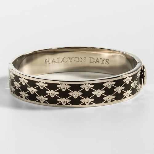 Halcyon Days Bee Sparkle Trellis Black and Palladium Bangle Halcyon Days Bee Sparkle Trellis Black and Palladium Bangle