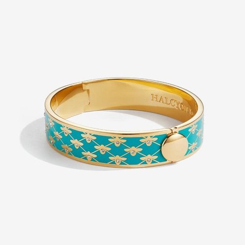 Halcyon Days Bee Sparkle Trellis Turquoise and Gold Bangle Halcyon Days Bee Sparkle Trellis Turquoise and Gold Bangle